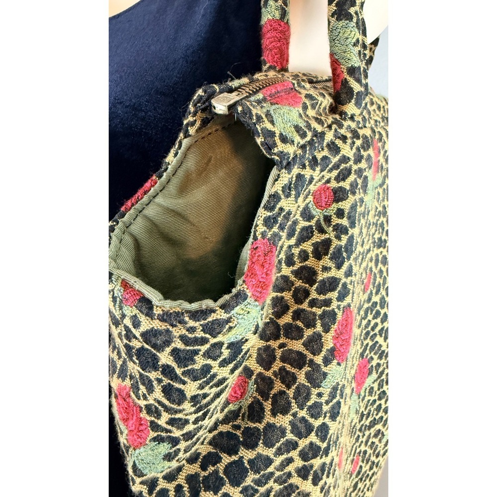Cind E Original Vtg Leopard Rose Tapestry Tote Bag Animal Print Floral - Picture 14 of 16